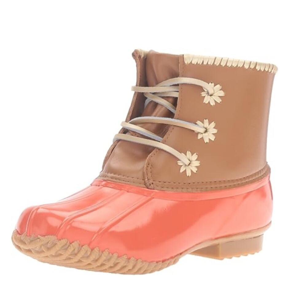 Jack Rogers Chloe Duck Coral Orange Boots Size 8